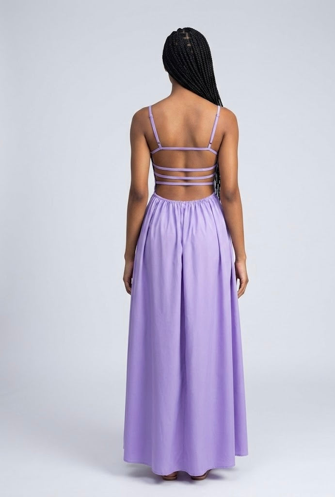 Striped backless dress