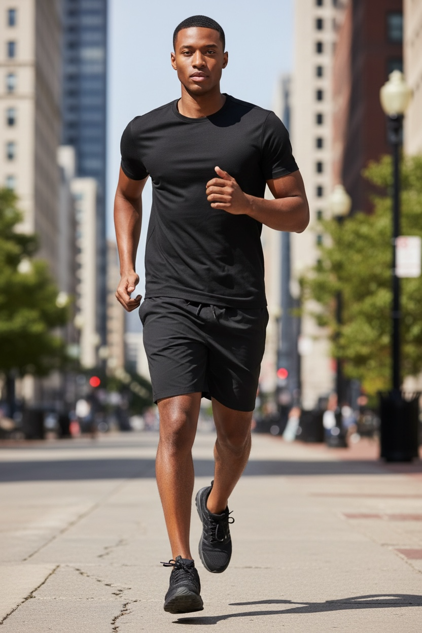 Men’s Sports Wear Short Sleeve Shirt Round Neck Shorts
