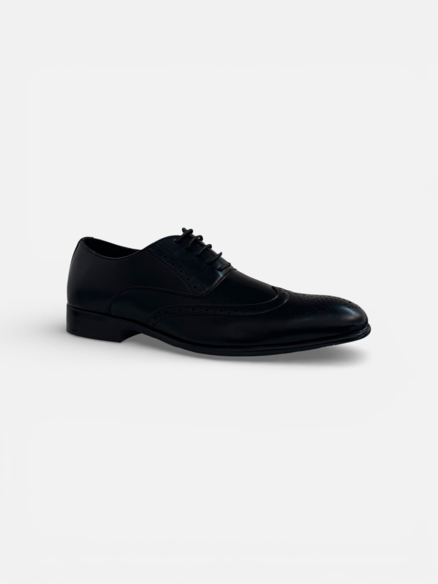 Men’s Black Leather Brogue Oxford Dress Shoes – Lace-Up Formal Shoes