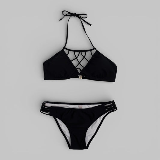 Strappy Halter Cutout Bikini Set – Caged Front Swimwear