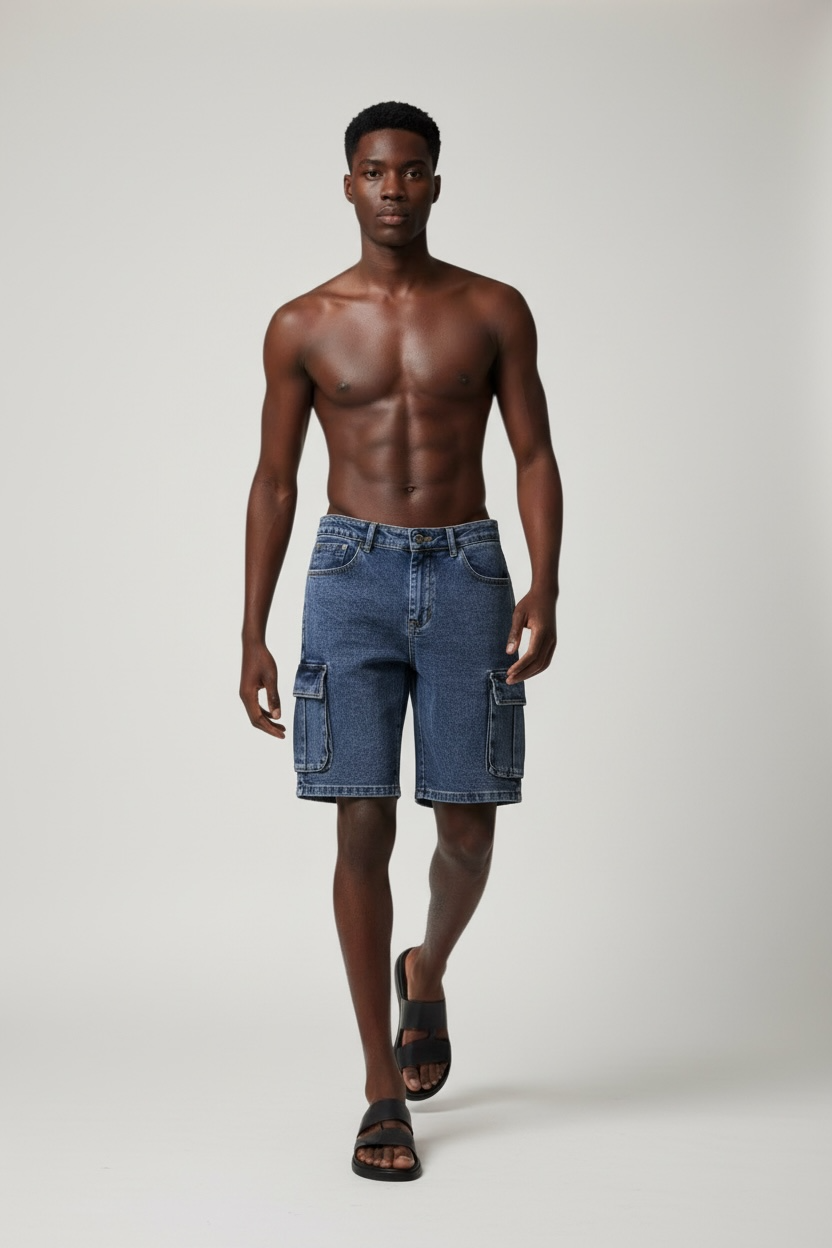 Men’s Blue Demin Shorts multi Pockets