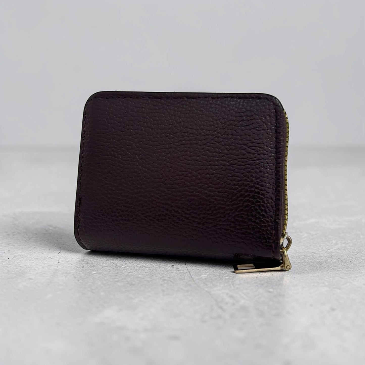 Stone Embossed Zipper Around Small Wallet Multi-Card Card Organizer. Leather