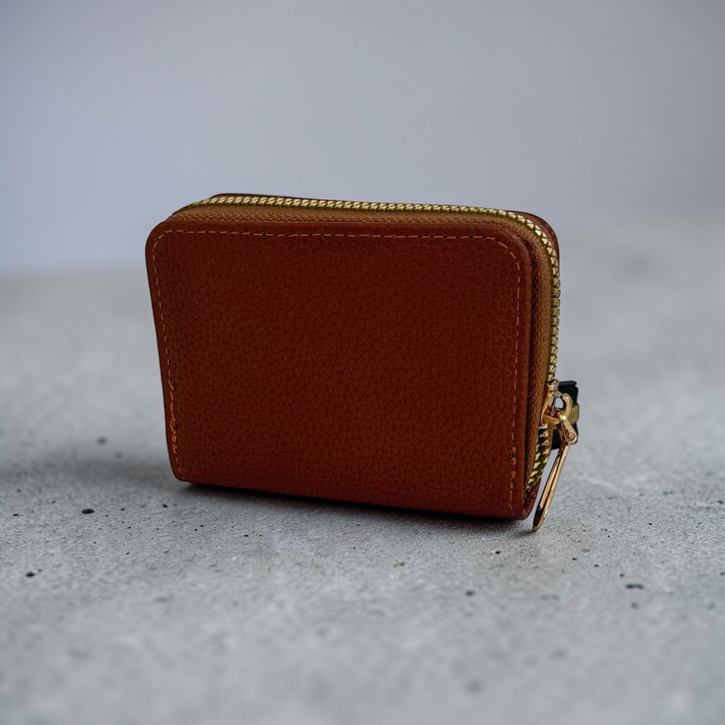 Stone Embossed Zipper Around Small Wallet Multi-Card Card Organizer. Leather