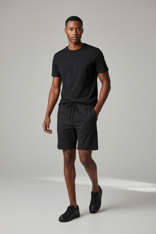 Men’s Sports Wear Short Sleeve Shirt Round Neck Shorts