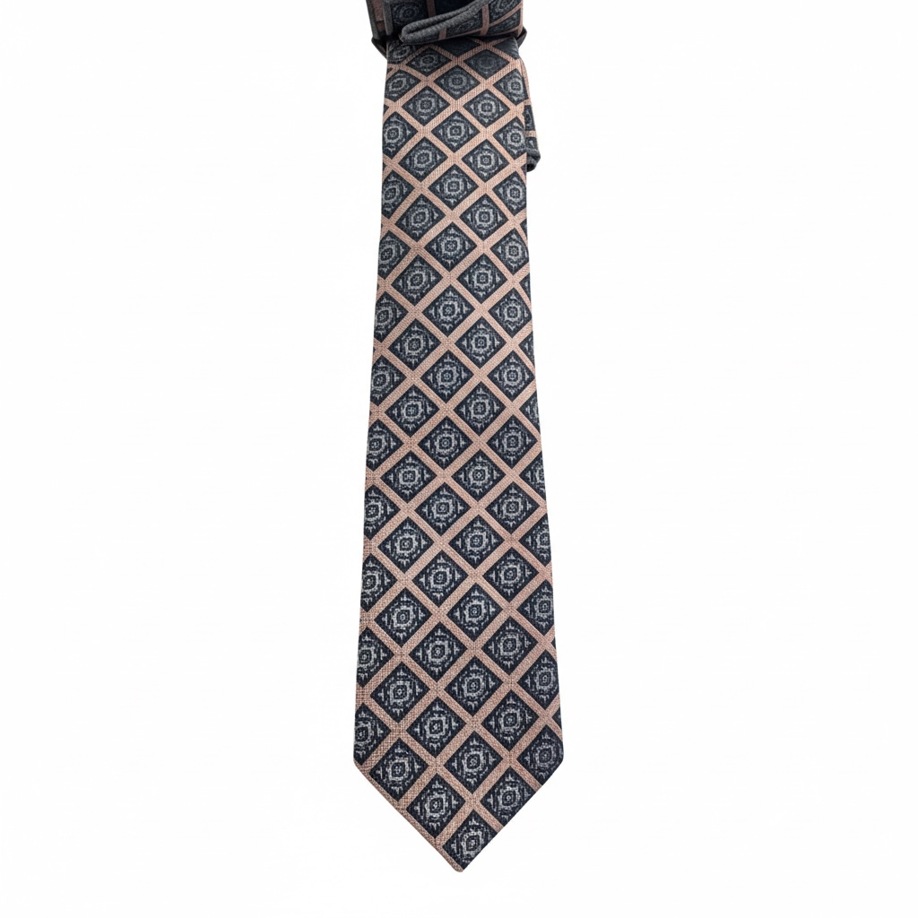 1pc 8CM Luxury Necktie. Blue background Bronze/Brown Art. Orange Blue light blue Checks Dusty pink lines floral blues