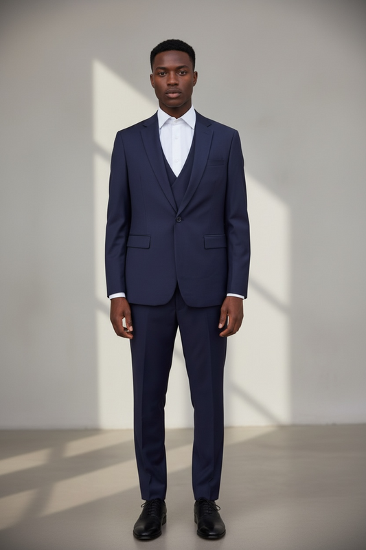 Navy Blue 3pc Men Suit