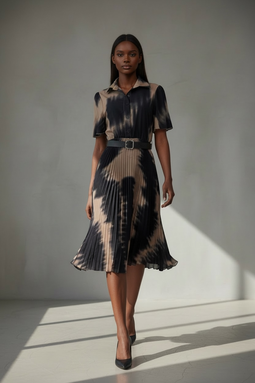 Women’s Black Brown Abstract Dress