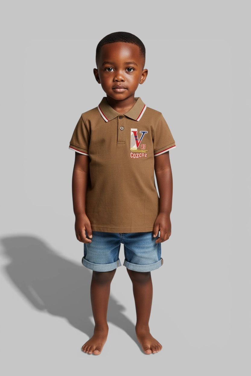 Brown Golf T-shirt Kids Boys