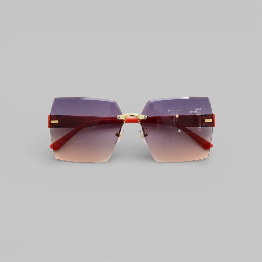 Square frameless sunglasses. Orange