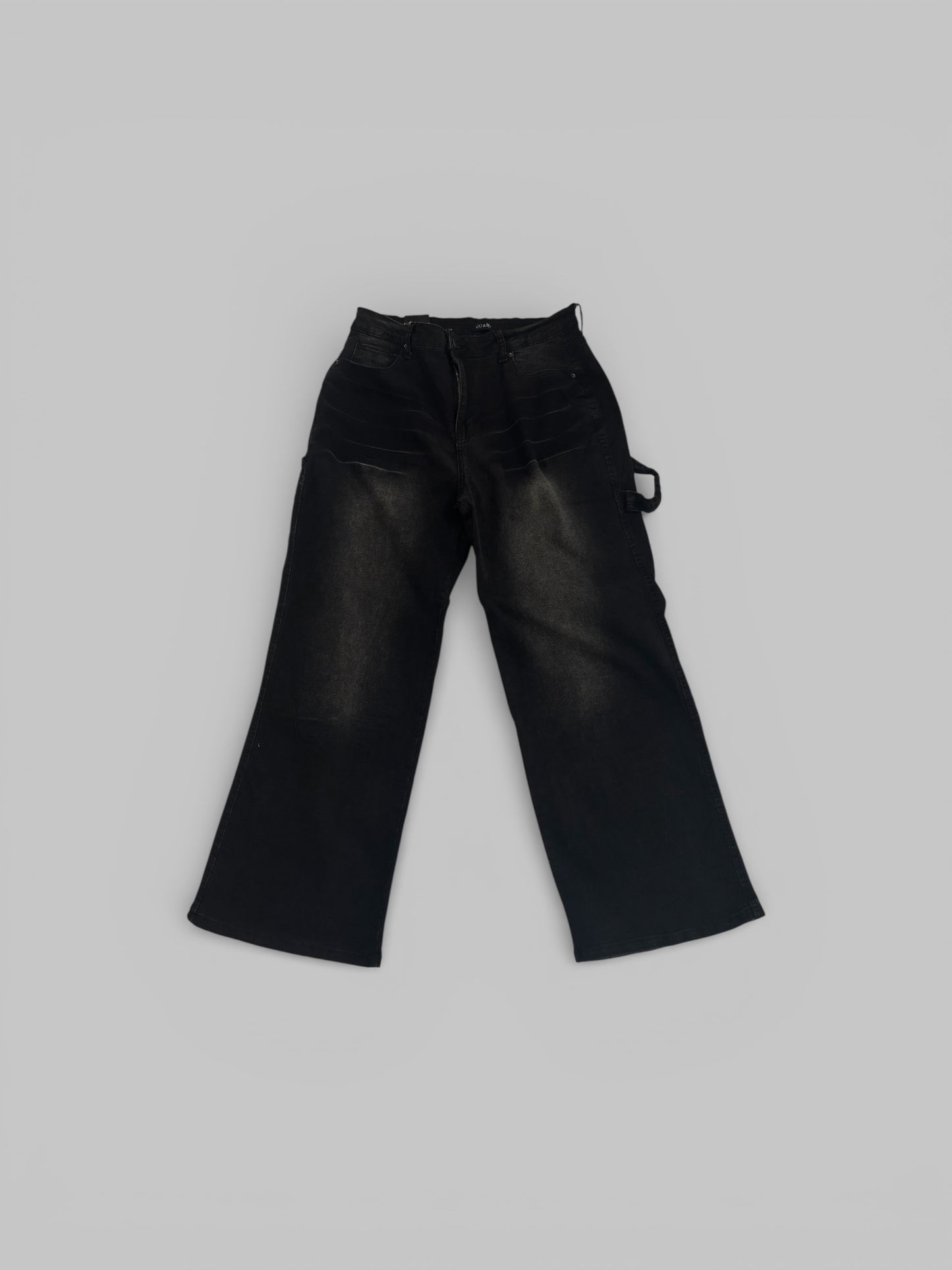 Women's Loose Fit Black Casual Straight-Leg Jeans With Pockets