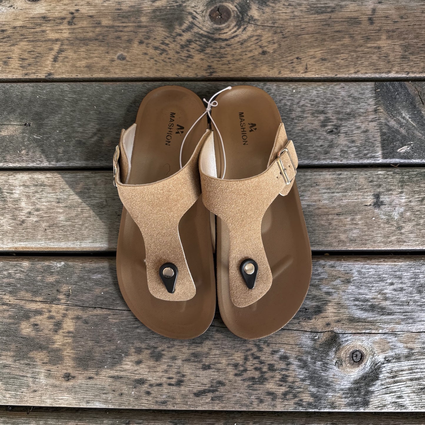 Women's Fashionable Casual Buckle Detail Post Toe Flatform Sandals