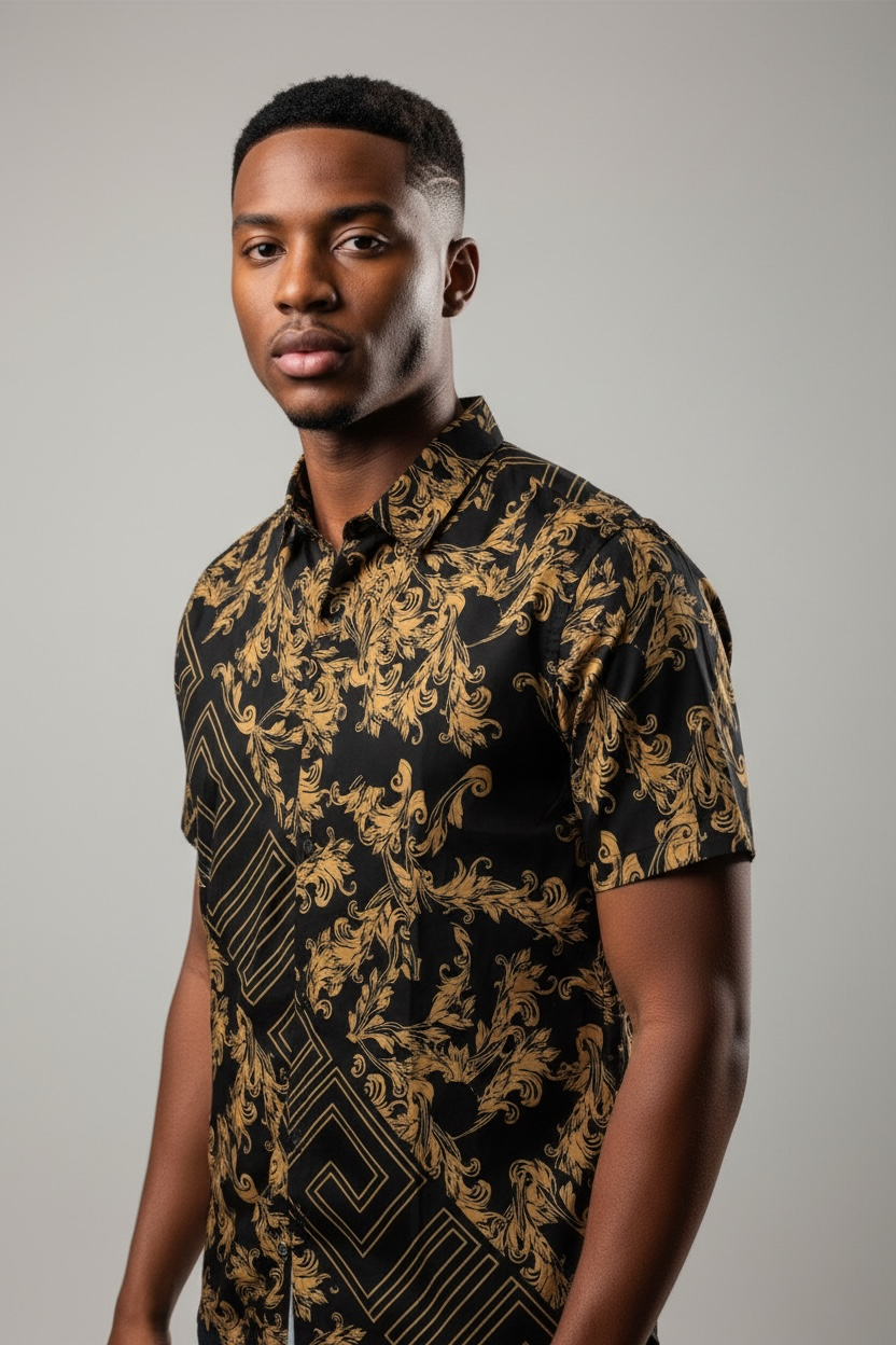 Manfinity Mode Men's Casual Short Sleeve Printed Shirt For Summer