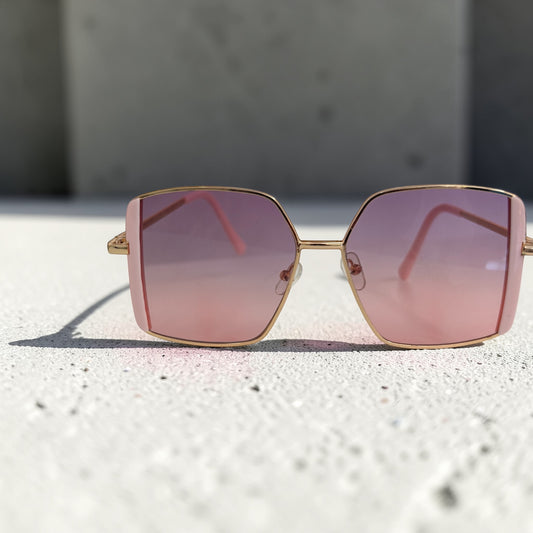 Pink European And American Style Large Frame Fashion Glasses