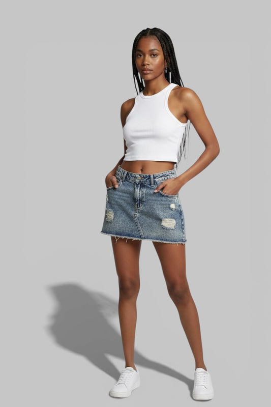 Women's Casual Washed Denim Mini Skirt Y2k