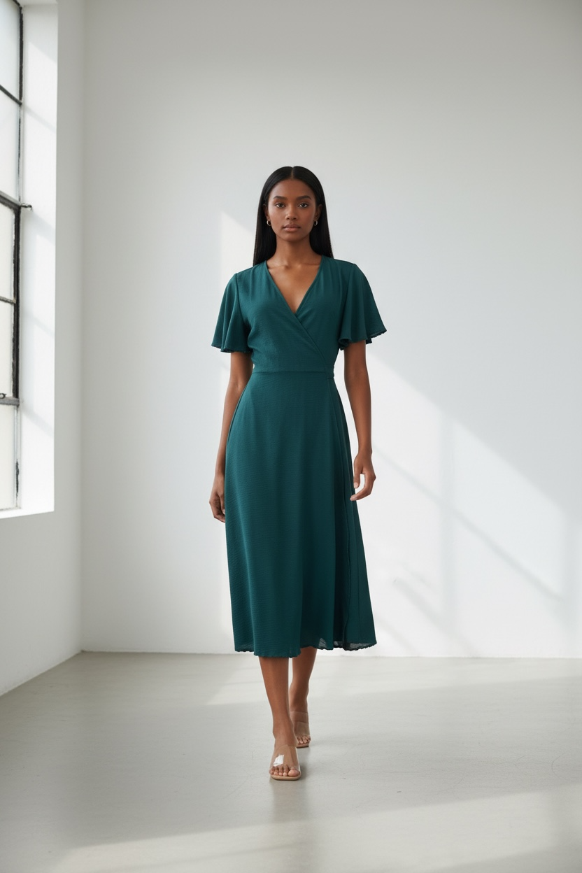 Women’s Simple Flair Green Dress