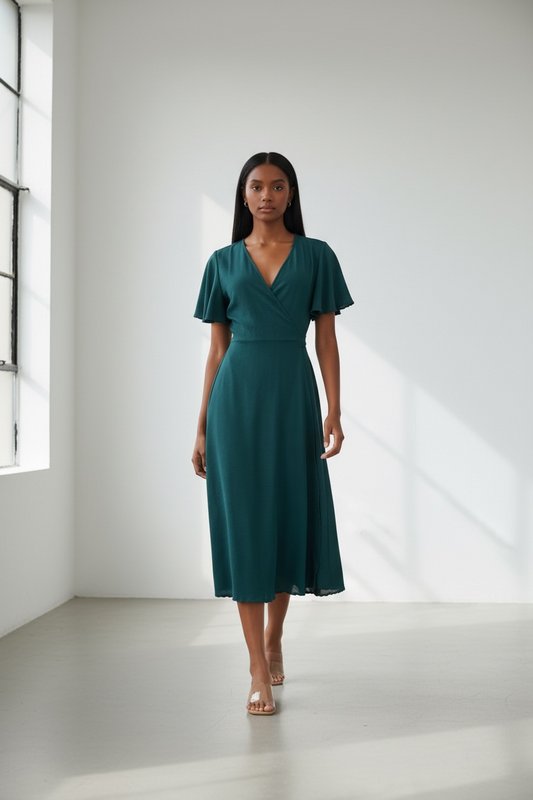 Women’s Simple Flair Green Dress