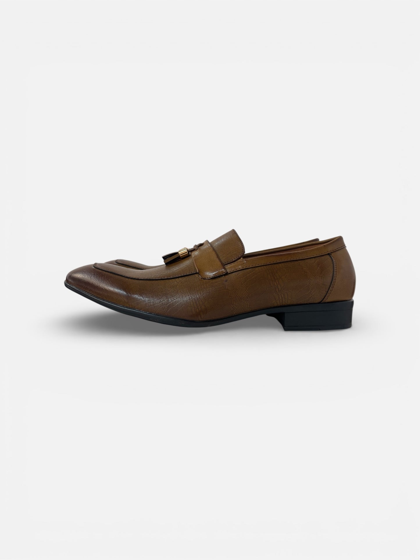 Men’s Crocodile Embossed Leather Horsebit Loafers – light Brown Slip-On Dress Shoes
