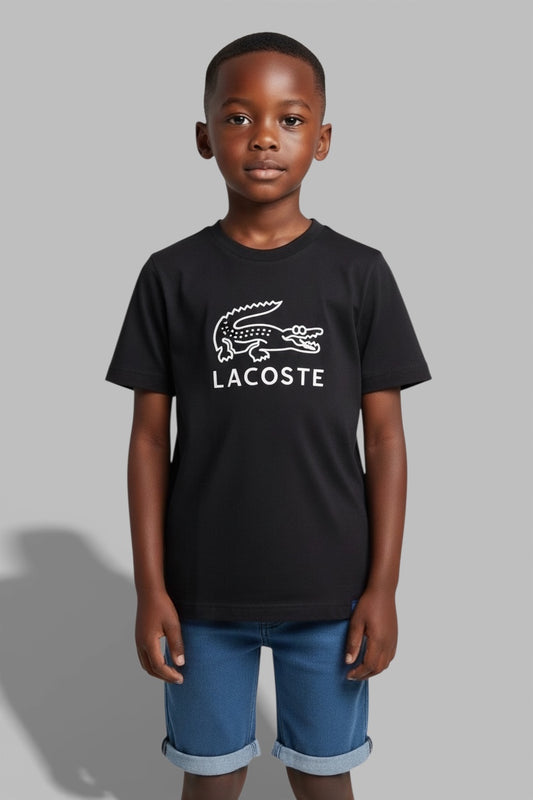 Kids Lacoste T-shirt Black Round Neck Short Sleeve