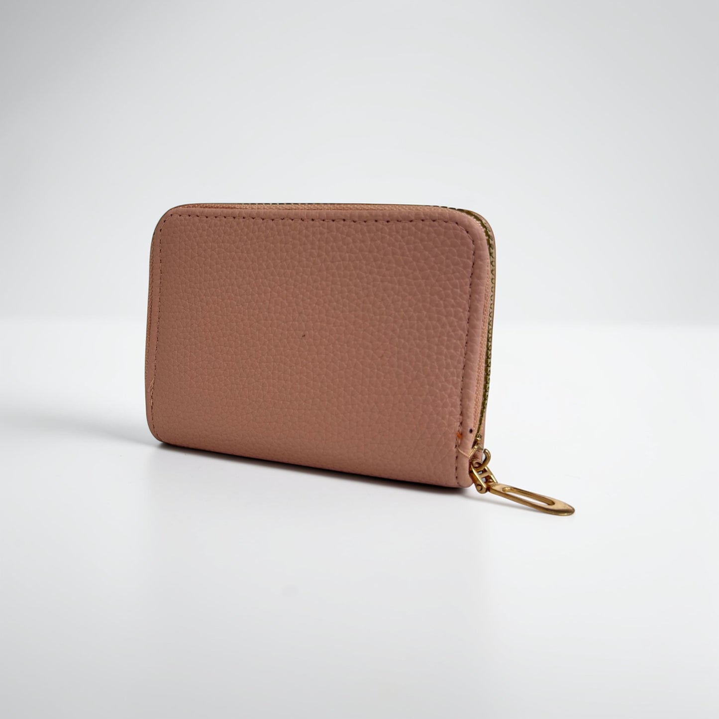 Stone Embossed Zipper Around Small Wallet Multi-Card Card Organizer. Leather