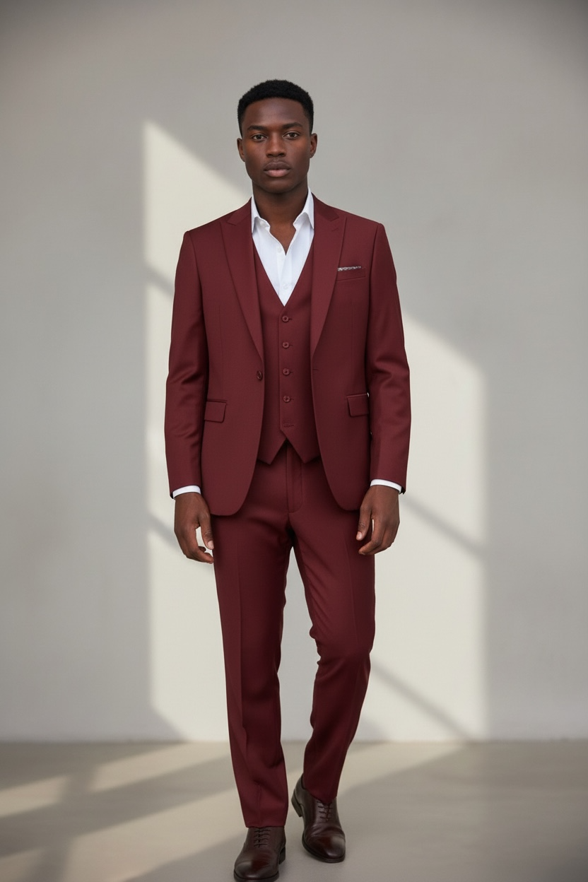 Red 3pc Men Suit